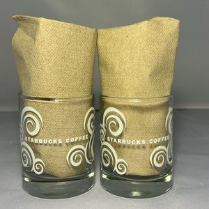 Vintage Starbuck's Aroma Swirls 1oz/2oz White Satin Etched Espresso Shot Glasses